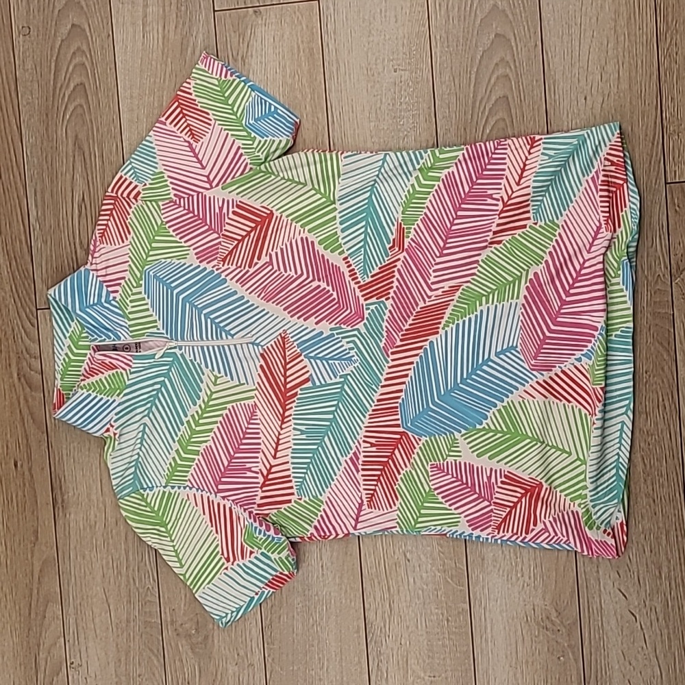IBKUL Multicolored Athletic Small Womens Short Sleeve Pullover‎ Zip Shirt Top